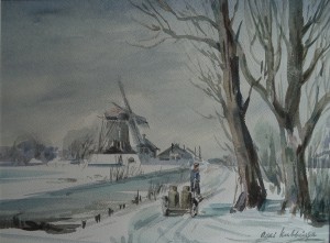 Nederlands dorp in de sneeuw