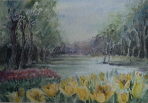 Landschap met tulpen 