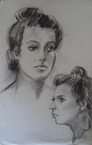 Twee portretten van vrouwelijk model