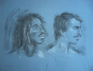 Twee mannelijke modellen, portretten