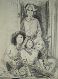Vier jonge vrouwen in een deurportaal (nummer 39) 