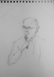 Portret van een man met microfoon (Hans Dijkstal?)    