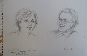 Portretjes van Yvonne Jaspers en Harry Mulisch    