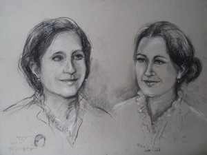 Portret van twee vrouwen - links Caroline