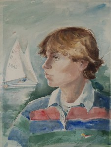 Portret van een jongen met zeilboot  