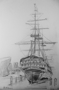 Oud schip de Amsterdam (Sail Amsterdam)