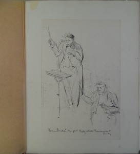 Concerten in het Concertgebouw, o.a. tekeningen van muzikanten en dirigenten, bijv. Jean Martinou en Eugene Ormandy