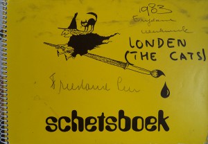 Tekenboekje met tekeningen van dieren, gebouwen in Vlaardingen en reis naar Londen
