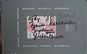 Tekenboekje met tekeningen van reis in Frankrijk, kasteel Haarzuylen, reis in Griekenland (o.a. Lamia, Trigona, Delphi)