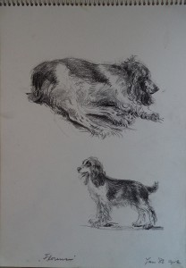 Tekenboek met tekeningen van hond Florence, Desiree Kubbinga, Fred Kubbinga jr., Juliette Kubbinga, Fred Kubbinga