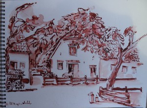 Tekenboek met aquarellen van landschappen e huizen, o.a. Berkheide, Wassenaarse Slag, Mas de la Chapelle, Arles, Meyendell