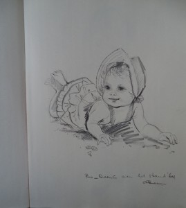Tekenblok met tekeningen van Désirée Kubbinga als baby, verder portretten van Dick en Elly